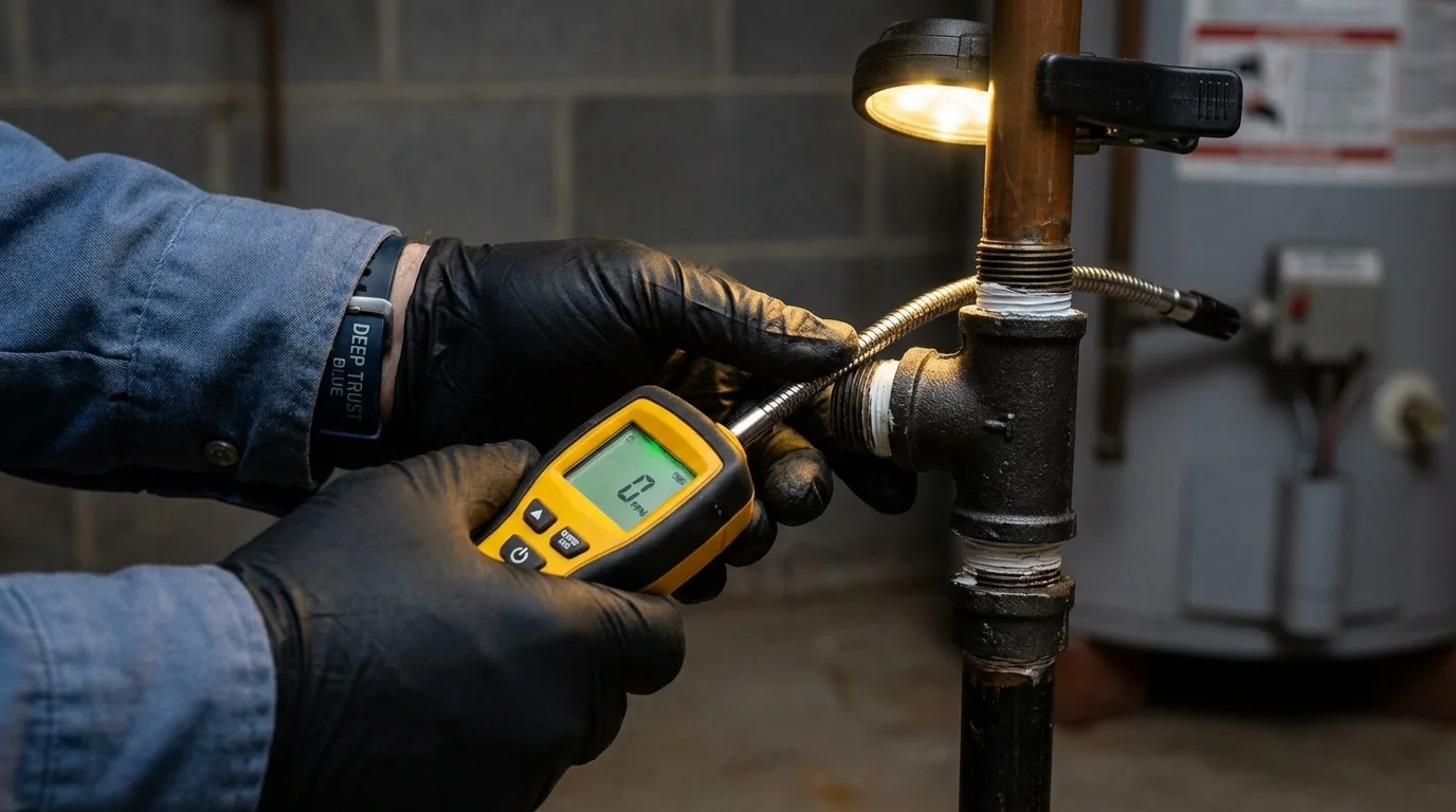 Gas leak detection with electronic sniffer by Johns Plumbing LLC in Calhoun City